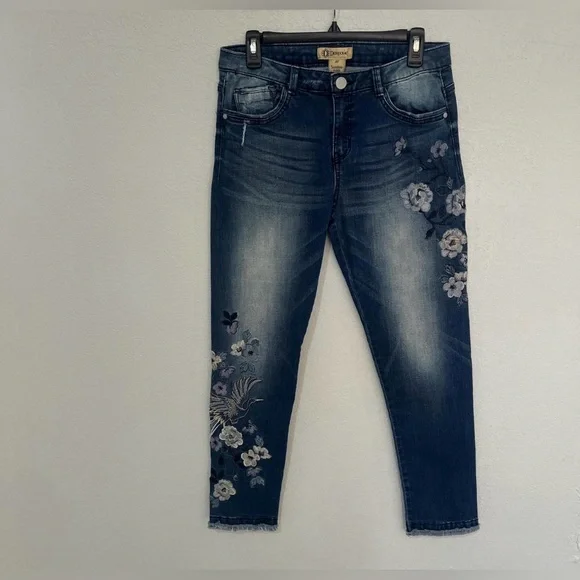 Democracy Blue Floral Straight Leg Jeans - Picture 1 of 9